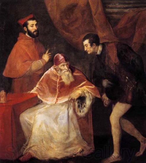 TIZIANO Vecellio Pope Paul III with his Nephews Alessandro and Ottavio Farnese France oil painting art